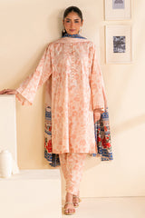 PEACH DUST-3 PC PRINTED LAWN SUIT