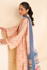 PEACH DUST-3 PC PRINTED LAWN SUIT