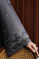 INDIGO BLOOM-3PC SATIN EMBROIDERED SUIT