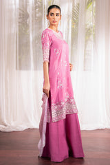 FLORAL BLUSH-3 PC EMBROIDERED SILK SUIT