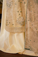 CELADON SAGE-4 PIECE EMBROIDERED ORGANZA SUIT