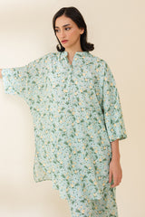 AQUA MINT-2 PIECE PRINTED LAWN SUIT