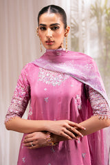 FLORAL BLUSH-3 PC EMBROIDERED SILK SUIT