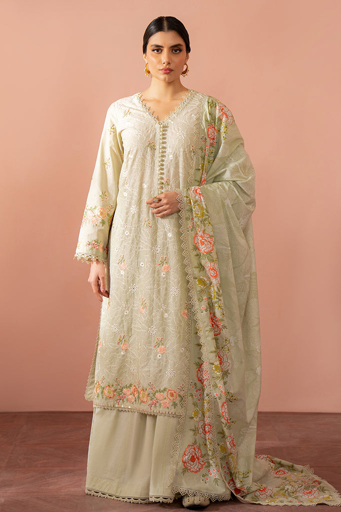 PISTACHIO FROST-3 PIECE EMBROIDERED SUIT