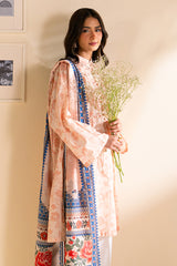 PEACH DUST-3 PC PRINTED LAWN SUIT