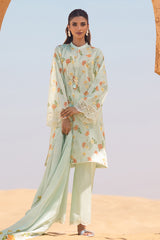 AQUA GLAZE-3 PIECE PRINTED LAWN SUIT