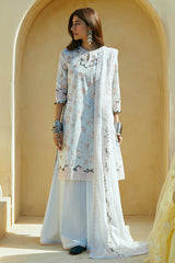 FLORAL MARINE-3 PIECE LAWN PRINTED SUIT