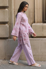 MAUVE CHARM-2PC LINEN PRINTED SUIT