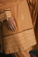 MUSTARD BLOOM-3PC LAWN EMBROIDERED SUIT