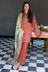 AUTUMN GLAZE-3PC SATIN PRINTED SUIT