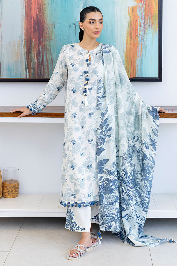 WHIMSICAL TEAL-3PC SATIN PRINTED SUIT