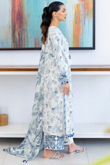 WHIMSICAL TEAL-3PC SATIN PRINTED SUIT