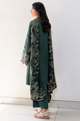 GREEN ORNATE-3PC SATIN EMBROIDERED SUIT
