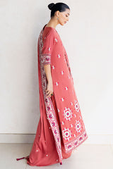DUSTY SUNSET-3PC SATIN EMBROIDERED SUIT