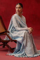 MAJESTIC AZURE-3 PIECE SILK EMBROIDERED SUIT