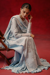 MAJESTIC AZURE-3 PIECE SILK EMBROIDERED SUIT