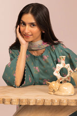 VERDANT CHARM-3PC PRINTED LAWN SUIT