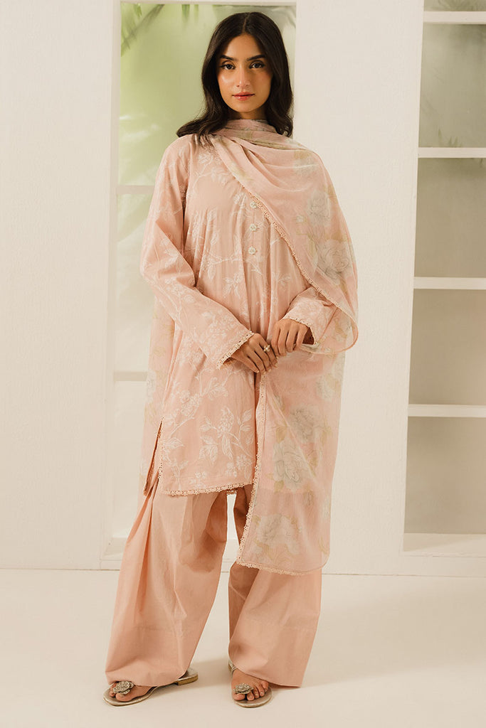 CORAL DUST-3 PC PRINTED LAWN SUIT