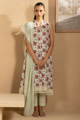 PISTACHIO DUST- 3PC EMBROIDERED LAWN SUIT