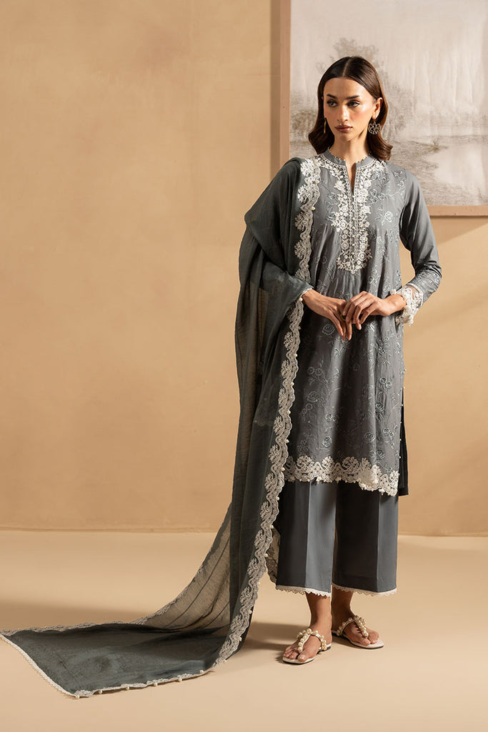 SOFT GRAPHITE-3PC (SHIRT, TROUSER & DUPATTA)