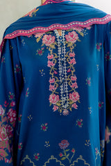INK BLOOM-3PC SATIN PRINTED SUIT