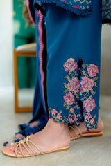 INK BLOOM-3PC SATIN PRINTED SUIT