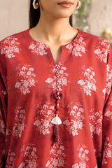 BURNT CLAY PRINTED KHADDAR SHIRT