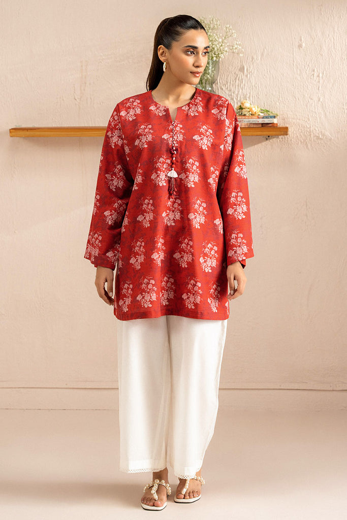 BURNT CLAY PRINTED KHADDAR SHIRT