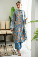 BLUE GLASS-3PC (SHIRT, TROUSER & DUPATTA)