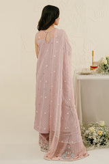 CRADLE PINK-4PC ORGANZA EMBROIDERED SUIT