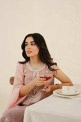 CRADLE PINK-4PC ORGANZA EMBROIDERED SUIT