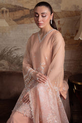 CORAL BLOOM-4PC ORGANZA EMBROIDERED PRET