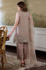 SILVER MINK-4PC ORGANZA EMBROIDERED SUIT