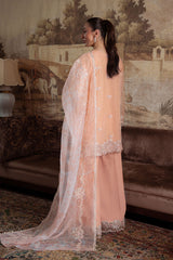 CORAL BLOOM-4PC ORGANZA EMBROIDERED SUIT
