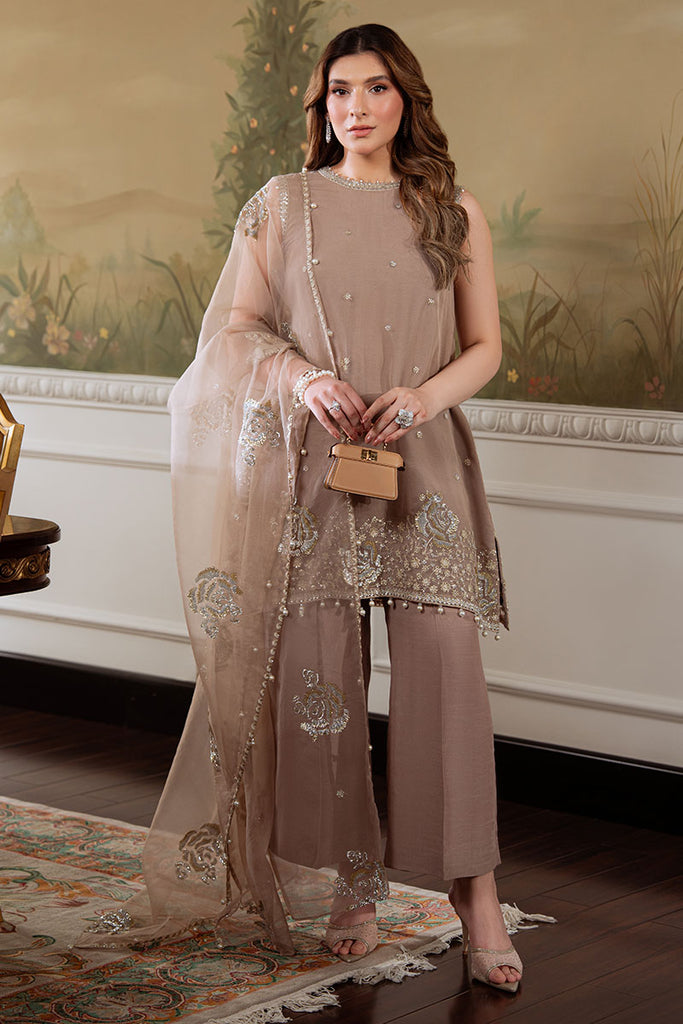 SILVER MINK-4PC ORGANZA EMBROIDERED SUIT
