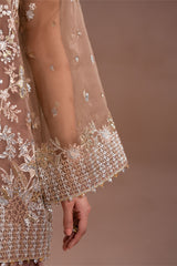 ETHEREAL TAUPE-4PC ORGANZA EMBROIDERED SUIT
