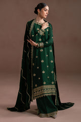 EMERALD GOLD-3PC SILK EMBROIDERED SUIT