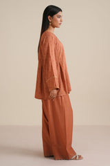 FADED RUST -2PC LINEN PRINTED SUIT
