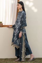 OMBRE BLUE-3PC EMBROIDERED LAWN SUIT