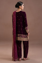 IMPERIAL MAGENTA- 4PC  VELVET EMBROIDERED SUIT