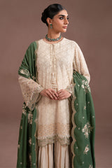 GARDEN IVORY- 4PC CHIFFON EMBROIDERED SUIT
