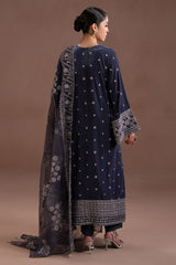 CHARCOAL GRACE- 4PC  VELVET EMBROIDERED SUIT