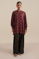 RED BLOSSOM-2PC LINEN PRINTED SUIT
