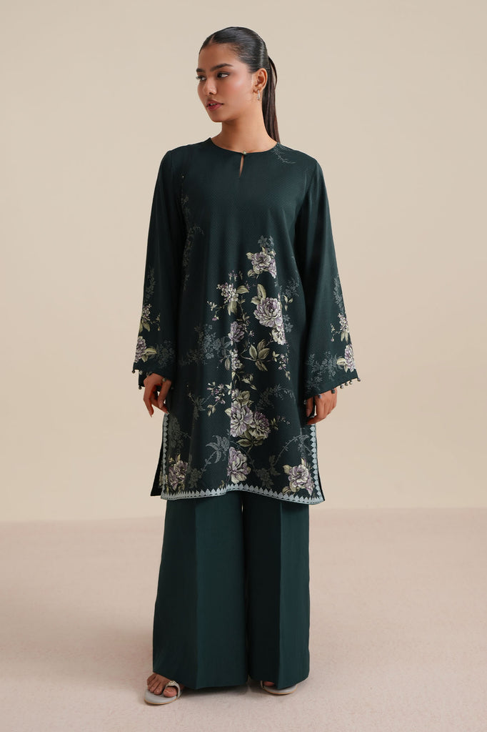 TEAL SERENADE-2PC LINEN PRINTED SUIT