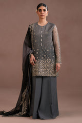 SMOKED LUXE-4PC ORGANZA EMBROIDERED SUIT