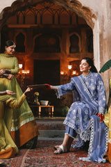 ETHNIC BLUE-3PC EMBROIDERED LAWN SUIT