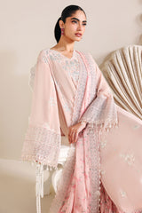 PINK BLOSSOM-4PC CHIFFON EMBROIDERED SUIT