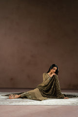SMOKE GREEN-3PC (SHIRT, TROUSER & DUPATTA)