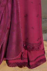 VELVET FUCHSIA-3PC LINEN EMBROIDERED SUIT