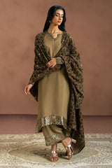 SMOKE GREEN-3PC (SHIRT, TROUSER & DUPATTA)